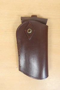 Fondina pistola pelle marrone vintage pellicola prop rievocazione caccia 3,5x7,5" - Foto 1 di 8
