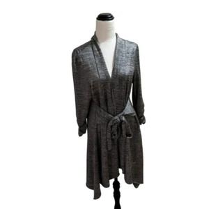 Joseph Ribkoff Women's Long Sleeve Metallic Silver Tie Up Cardigan Size 16 - Picture 1 of 9
