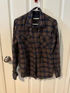 Freenote Tuch gewebt Flanell Textil aus Italien USA kariert braun blau Herren S " - Bild 1 von 4