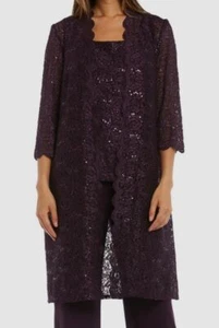 R & M Richards Women's Purple Lace Sequin Jacket Size 10 - Picture 1 of 2