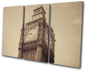 Big Ben London City Landmark Architecture TREBLE CANVAS WALL ART Picture Print - Picture 1 of 1