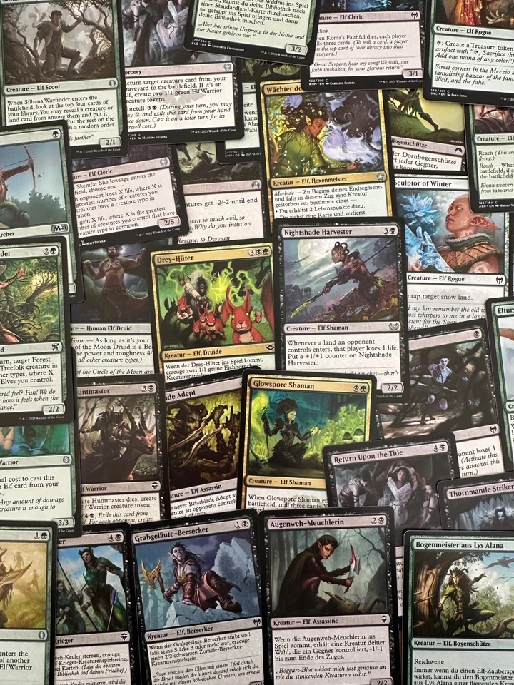 MTG Magic the Gathering: 75 Elfen (schwarz/grün) Sammlung Lot - (R/UC/C) DE/ENG - Bild 1 von 1