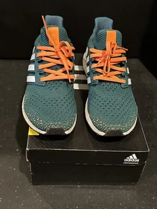 Mi Adidas Ultra Boost Green Orange Sz 10.5 University Of Miami - Picture 1 of 7