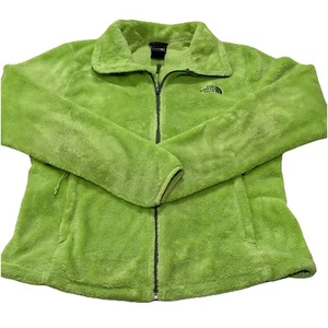 North Face Osito Girl Medium Fleece Fuzzy Zip Up Soft Pale Neon Green - Picture 1 of 9