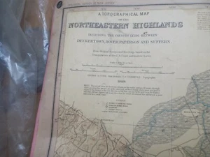 RARO 1889 Mapa Topográfico de Nueva Jersey NORESTE - HIGHLANDS GEORGE COOK #4 - Imagen 1 de 9