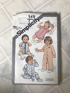 Vintage Simplicity 5431 Baby JUMPSUIT ROMPER Sewing Pattern 6 Mos. Infant