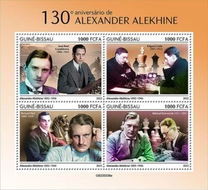 CHESS Grandmaster ALEXANDER ALEKHINE 4v-Stamp Sheet #146 (2022 Guinea-Bissau) - Picture 1 of 1