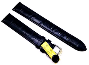 Bracelet Montre XL Crocodile Véritable 18mm Noir Grand Grain Made in Germany / - Imagen 1 de 4
