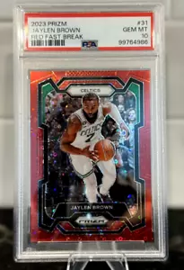 2023 Prizm Jaylen Brown #31 Red Fast Break PSA 10 GEM MT Boston Celtics - Foto 1 di 4