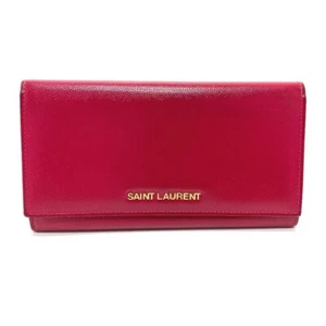 SAINT LAURENT PARIS 340839 logo Bifold Long Wallet patent Leather Pink - Picture 1 of 9