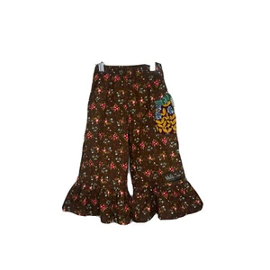 Matilda Jane Pants Girl's 4 Brown Floral Big Ruffles Paint By Numbers Taylor - Picture 1 of 6