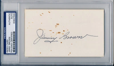 JIMMY BROWN Signed Index Card St Louis Cardinals 1942 World Series Champion PSA - Image 1 of 2