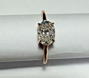 GORGEOUS 14K ROSE GOLD GIA CERTIFIED 1.02 OVAL DIAMOND SOLITAIRE ENGAGEMENT RING - Picture 1 of 12