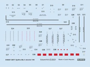 Eduard 1/48 Spitfire Mk.II Stencil Decal D48067 - Picture 1 of 1