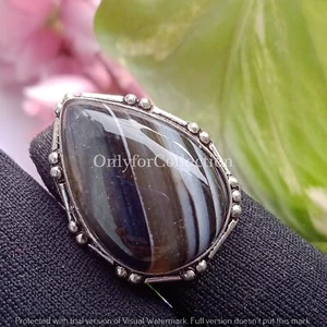 Botswana Agate Gemstone 1Pcs 925 Sterling Silver Plated Minimal Ring Jewelry~ - Picture 1 of 2