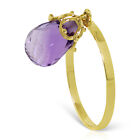 Brand New 3 Carat 14K Solid Gold Ring Dangling Briolette Purple Amethyst