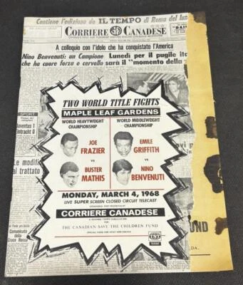 1968 Maple Leaf Gardens Boxing Program, G+, Joe Frazier - Image 1 of 3