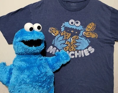 Camisa Cookie Monster Peluche Munchies Azul Blanco Talla Grande Plaza Sésamo Lote de 2 Foto 1 de 4