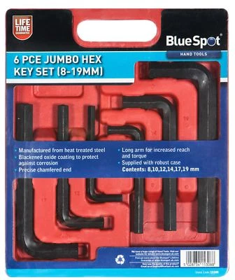 BlueSpot Large Jumbo Metric Hex Key Set Allan Allen Hexagon Wrench 8 - 19mm - Image 1 of 3