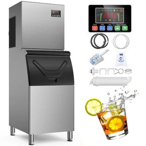400LB/24H Commercial Ice Maker Machine 350LBS Storage Bin Auto Cleaning - Picture 1 of 11