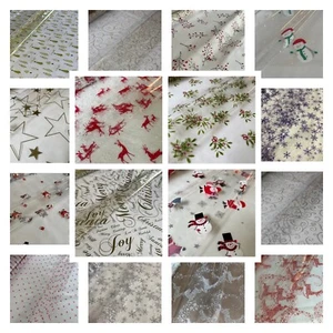 Christmas Cellophane Wrap 5 /10 /20 mtr roll / 2 m sheet Many Designs Gift Wrap - Picture 1 of 64