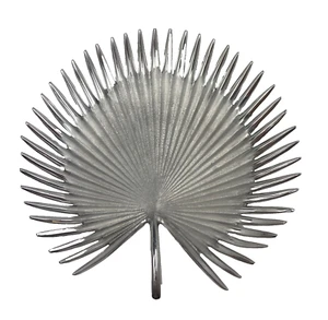 Silver Aluminum PALM LEAF FROND TRAY Platter Dish 10" India - Picture 1 of 6