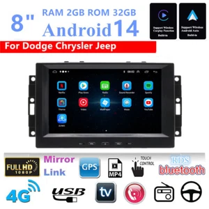 8'' Stereo Radio GPS Navigation Head Unit FM For Dodge Chrysler Jeep RAM Carplay - Picture 1 of 24
