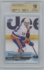 2016-17 Upper Deck Series 2 Mathew Barzal Young Guns Rookie #458 BGS 10 Pristine - Picture 1 of 2