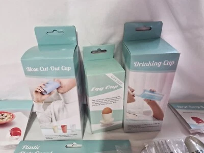 Tableware Set Disablity Mobility Impaired Cutlery Plate Bowl Cups Egg 10 Pieces - Image 1 of 4