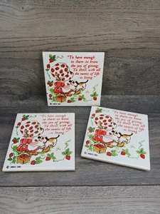 VINTAGE 1981 KERAMIK KACHEL UNTERSETZER UNTERSETZER JASCO STRAWBERRY SHORTCAKE 4" X3 - Bild 1 von 12