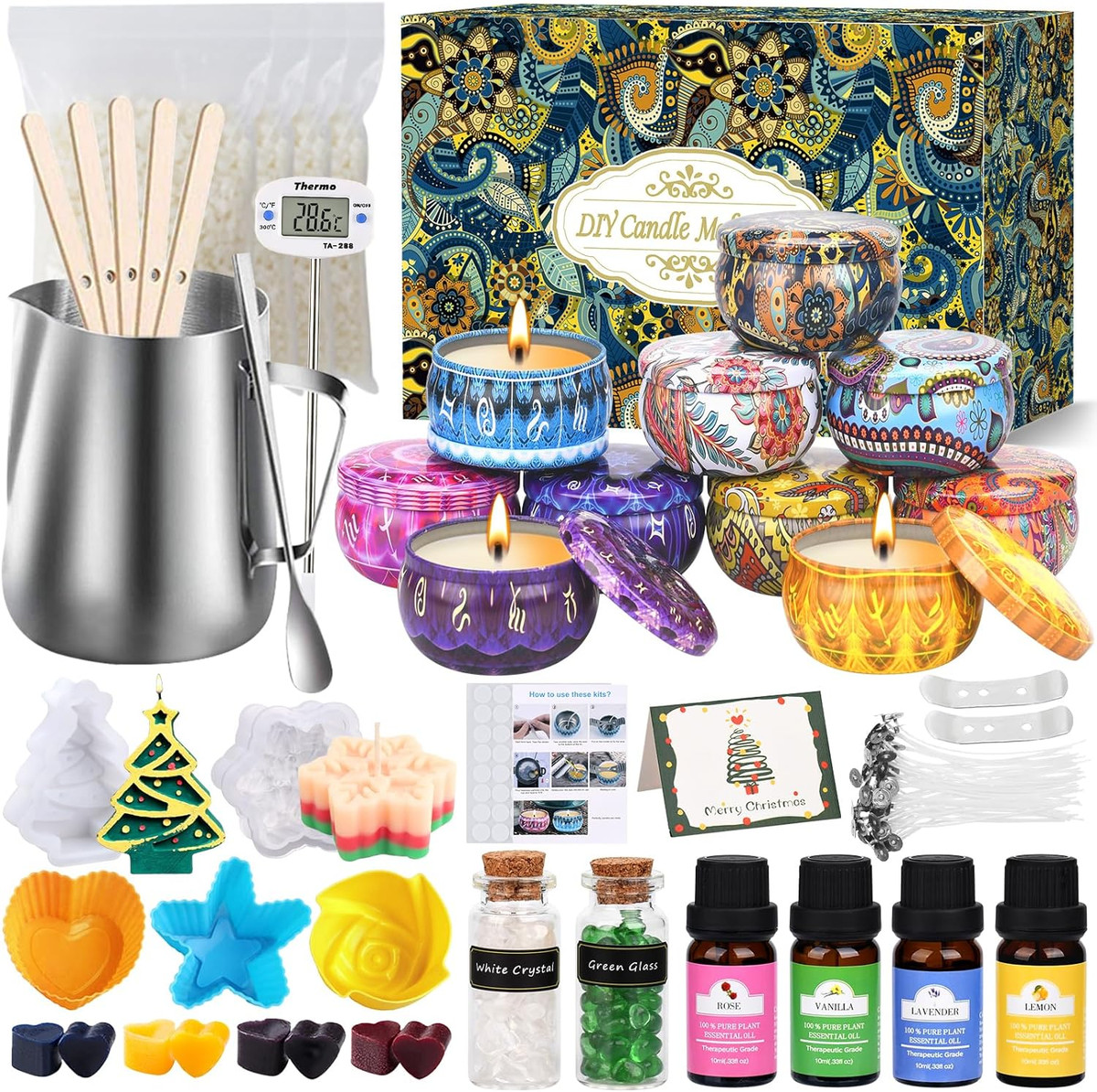 Set Lastre Di Cera D'api Per Fare Candele - 12 Colori, Con Stoppini, Atossico E Naturale, Per Adulti E Bambini, Attività Creativa Fai Da Te