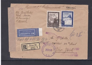 Echt gel. LETZTTAG Reco Flugpostbrief Wien - USA u. Retour Flugpost 1947 - Picture 1 of 3