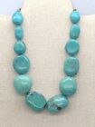 Vtg Indian Native American Sterling Silver Blue Turquoise Bead Nugget Necklace