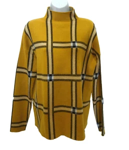 Suéter Pullover Preppy Tahari Grande Dorado Negro Blanco Cuello Simulado - Imagen 1 de 7