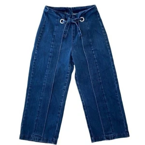 Topshop Moto Blue Denim Wide Leg Culottes - Picture 1 of 7