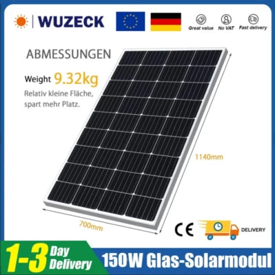 150W Solarpanel Solarmodul 12V 150Watt Monokristallin für 12V Solarpanel-Kit - Bild 1 von 4