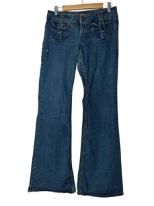 Lei Flare Jeans Women Size 11 Blue Classic 90s Denim Dark Wash Stretch Y2K - Picture 1 of 9