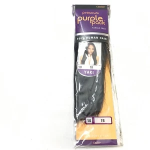 10” Outre Premium Purple Pack 100% Human Hair Yaki Weave Extension Color 1B - Picture 1 of 4