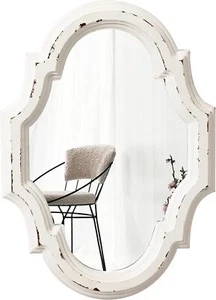 Small Vintage Oval Mirrors for Wall Decor 11 inch Hanging Farmhouse Wood Entr... - Picture 1 of 9