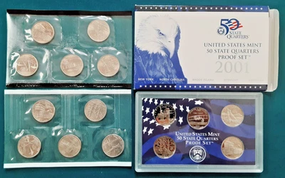 2001 State Quarter PDS Set  Proofs with BU P&D! 15 Coins!  NV NE CO ND SD!  Z4 - Image 1 of 2