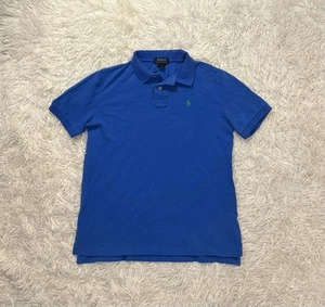Polo Ralph Lauren Youth Polo Dress Shirt Blue With Green Logo Cotton - Size L - Picture 1 of 3