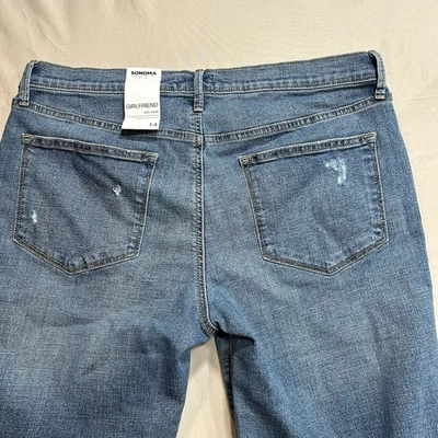 NUEVO Jean elástico Sonoma para mujer talla 14 tiro medio envejecido novia azul Foto 1 de 4