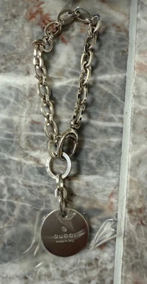 GUCCI Round Charm trademark Linked Bracelet NIB 7" - Image 1 of 4