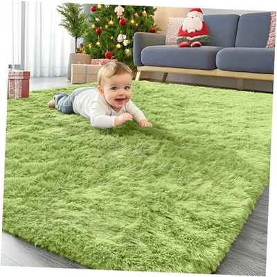  Alfombras de área para sala de estar dormitorio, lavables a máquina suaves 4x5,9 pies verde hierba Foto 1 de 4