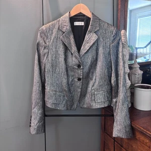 Dries Van Noten Two-Button Metallic Silk Blend Blazer Size 40 - Picture 1 of 10