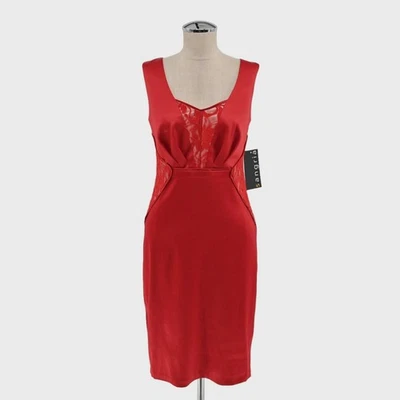 Vestido SANGRIA para mujer rojo satinado talla 2 incrustaciones de encaje oficina sirena cóctel vacaciones Foto 1 de 4