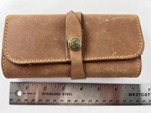 Cartera Mulholland Brothers de cuero de oveja pesca con mosca marrón hecha a mano EE. UU. - Imagen 1 de 11