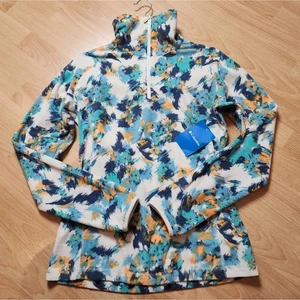 Neu mit Etikett Columbia 1/2-Reißverschluss Artic Air Fleecepullover blau grün abstrakt Blumenmuster Größe M - Bild 1 von 16