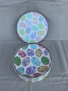 Rosanna Set of 4 Porcelain Easter Egg Plates Pink W Multicolor 8" D Art Pottery - Picture 1 of 5