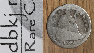 1842 - Seated Liberty Half Dime 5¢ - AG = About Good - Image 1 of 3